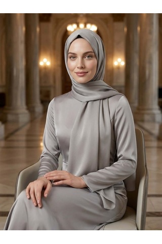 Camellia Scarfs Abiye Saten Janjan Şal Gümüş Göz Kamaştıran Zarafet