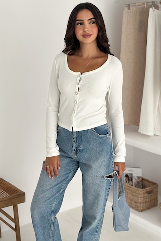 Noa & Noa Soft Button Bluz Sade Şıklığın Gücü Ekru