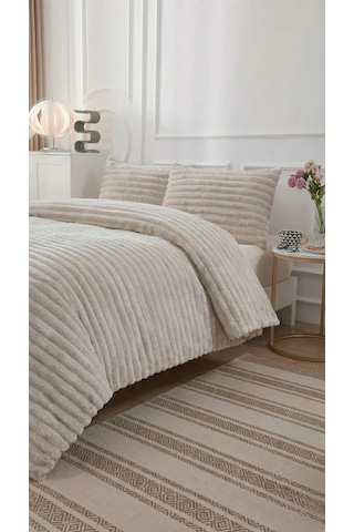 Soft Çizgi Çift Kişilik Yatak Örtüsü 260x240 Krem