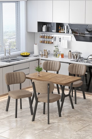 Parla 70x110cm Atlantik Mutfak Masası, Mutfak Masası Takımı, Yemek Masası, 4 Cappucino Sandalye Cappucino