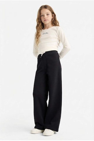Defacto Kız Çocuk Wide Leg Beli Lastikli Geniş Paça Eşofman Altı D0743A824AU Siyah