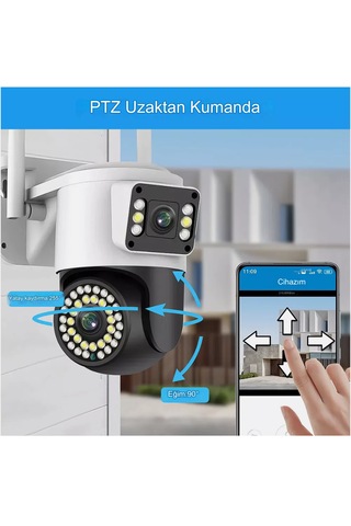 Açık Ptz 8mp 4k Wifi Gözetim Kamera İki Lens Çift Ekran Aı İzleme