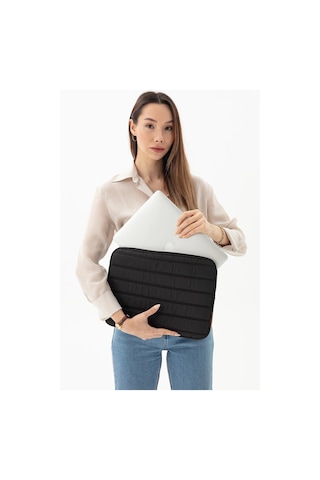 Apple Uyumlu MacBook Kılıf Notebook Çanta Tablet Laptop Kılıfı 13"-13,3" Çizgili Su Geçirmez Kumaş Siyah