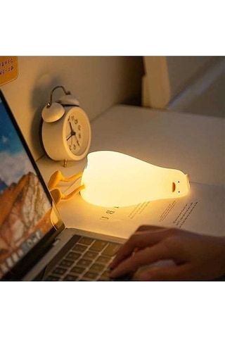 Willowhaven Tcherchi Dokunmatik Sensörlü Ördek Telefon Tutucu & Gece Lambası, Beyaz, Pratik Kullanım İçin Uygun Beyaz