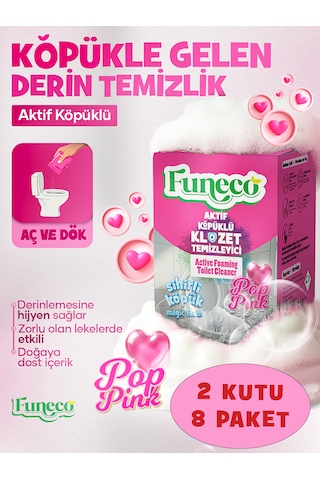 Pop Pınk Klozet Tuvalet Wc Temizleyici, Avantajlı Set, 2 Kutu, 8 Paket Aktif Köpüklü, Ekolojik