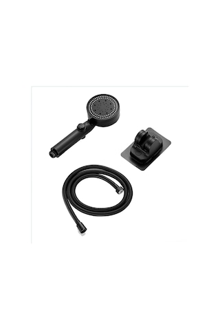 Kosona Siyah 5 Modlu Basınçlı Duş Başlığı - Abs Plastik + Silikon, Kolay Kurulum, Evrensel Uyumlu G1/2 Siyah