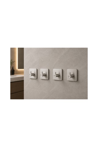 4 Adet Kare Tekli Modern Banyo Askılık 45 Mm Paslanmaz Çelik Delmeden Yapışkan Montaj Inox