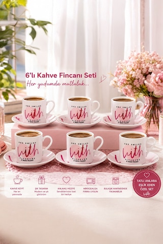 Porsima 10 Porselen 12 Parça Türk Kahve Fincan Takımı 90ml