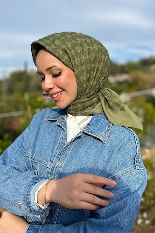 Aker Elegance Monogram Eşarp - 10905001 Haki