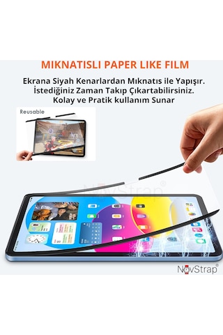 Novstrap Apple Uyumlu iPad  Pro 11 2/3/4 Nesil İle Mıknatıslı Tak Çıkar Paper Like Ekran Koruyucu