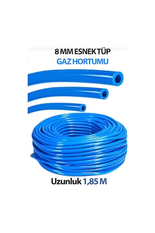 8 Mm Tüp Hortumu Yüksek Kaliteli Esnek Mavi 1,85 M Uzunluğunda 2 Adet Kelepçe Hediyemizdir