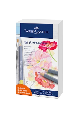 Faber-Castell Goldfaber Aqua Boya Kalemi Hediye Seti 36’lı, 12 Pastel ve 24 Klasik Renk, Yüksek Pigmentli