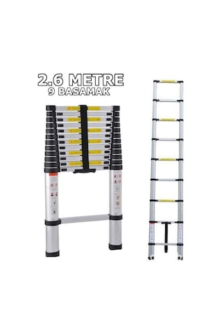 Teleskopik Merdiven 9 Basamaklı Uzayan 2.6 M