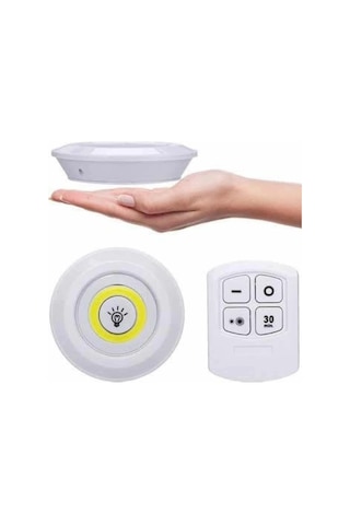 Yapışkanlı 3'lü Spot Led Işık Lamba Montajsız Pilli Uzaktan Kumandalı Diğer 04434945