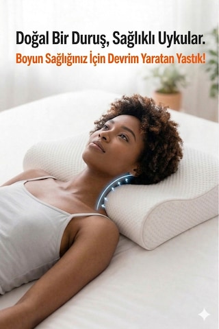 Lüks Ortopedik Boyun Destekli Yastık - Visko Ve Uyku Destek Yastığı Beyaz