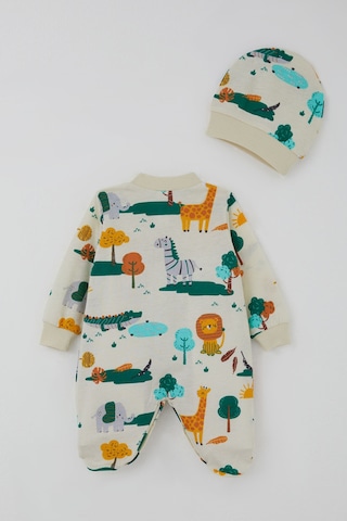 Breeze Erkek Bebek Patikli Tulum Safari Temalı Sevimli Hayvancıklar Desenli 0-9 Ay, Sarı