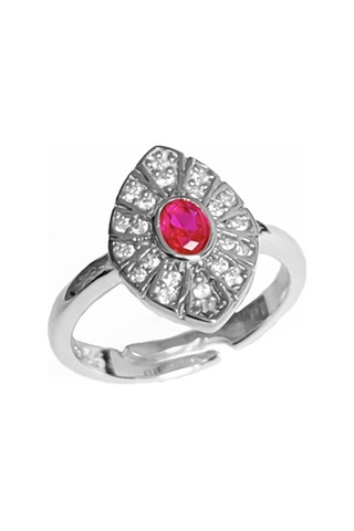 Çift Renk Ortası Ruby Baget Taşlı Gümüş Yüzük Altın