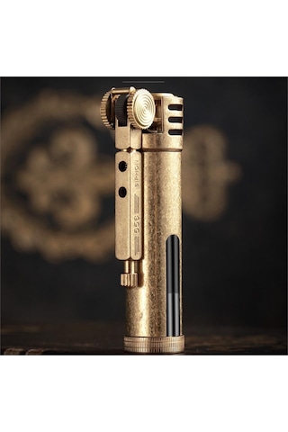 Zorro Z556 Benzinli Camlı Muhtar Çakmağı Otantik Sarı Metal