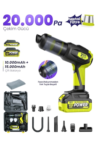 7go 7GAB-03 20.000PA Güçlü Emiş 25.000mAH Kablosuz Araç İçi Süpürge