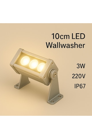 10cm 3w Led Wallwasher Günışığı 3000k Dış Cephe, Minare, Bahçe Aydınlatma Iç-dış Kullanım Ip65 3000k Günışığı