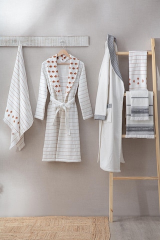 Ecocotton İmre Terra-siyah "m-l" %100 Organik Pamuk Müslin Jakarlı Aile Bornoz Seti Siyah