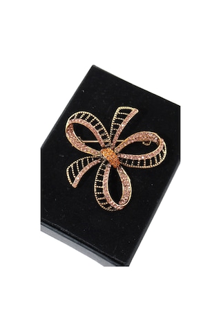 Aşk Düğümü Broş Gold Renkli Kristal Taşlı Kadın Yaka İğnesi Broş. Çok renkli