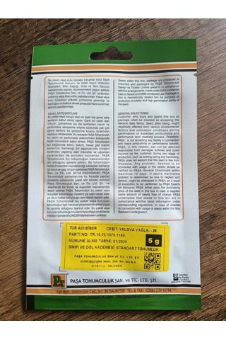 Paşa Tohumculuk Biber Tohumu Yalova Yağlık 5 Gr