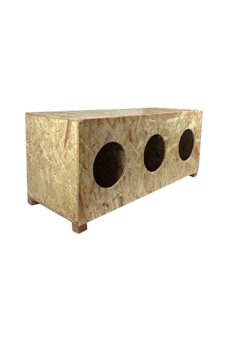 Reyo Kedi Evi Dış Ortam Uygun 3'lü Ahşap Kedi Evi Osb 93 x 41 x 39 CM CAT11