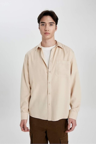 Defacto Regular Fit Basic Düz Akışkan Kumaş Uzun Kollu Gömlek B2907AX24SP Bej