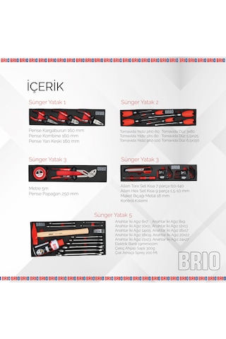Brio Takım Çantası Dolu 5 Gözlü 420 Mm Kırmızı