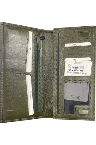 Karali Deri Mıknatıslı Arka Kartlık Cüzdan Yeşil Bc429-7 Yeşil