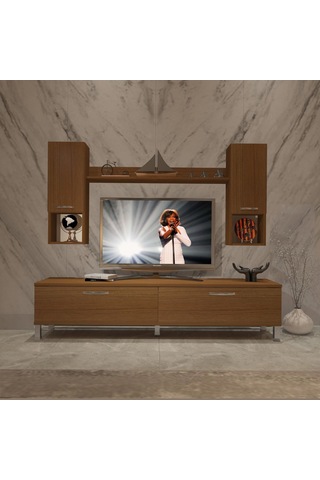 Decoraktiv Eko 5da Slm Std Krom Ayaklı Tv Ünitesi Tv Sehpası Ceviz