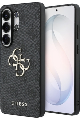 Galaxy S26 Ultra Uyumlu Kılıf Guess Lisanslı Pu Deri Büyük Metal Logo Dizaynlı Kapak Siyah