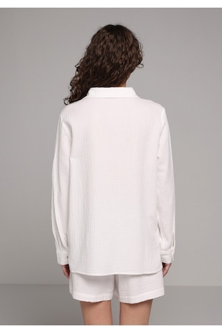 Colin's Colins Regular Fit Shirt Neck Düz Kadın Beyaz Kısa Kol Gömlek Cl1079416 Q1.v2 Wht