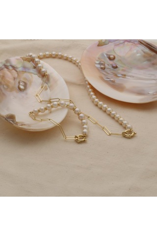 925 Ayar Gümüş Creamrose Tatlı Su İncisi Set-7.50mm