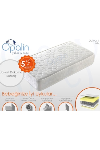 Uzunbebe 65X120 Bebek Yatağı Opalin Jakarlı Ortopedik Yaylı Yatak 65X120