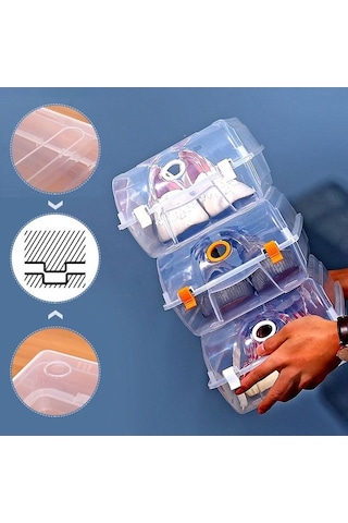 Dancemonkey Cbtx Ev Dolabı Plastik Şeffaf Ayakkabı Saklama Kutusu Düzenleyici M Pembe Çok Renkli