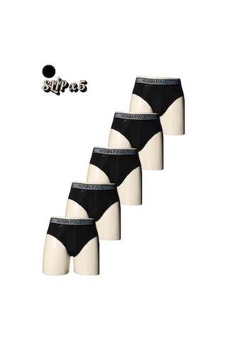 Kp 5'li Erkek Düz Pamuklu Siyah Boxer Slip Boxer Siyah