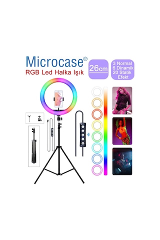 26 Cm Selfie Rgb Led Ring Halka Işık+2.1Mt Tripod+Kumanda Al2643