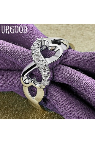 925 Ayar Gümüş Kalp Yay Yüzük Parti Hediye Romantik Takı