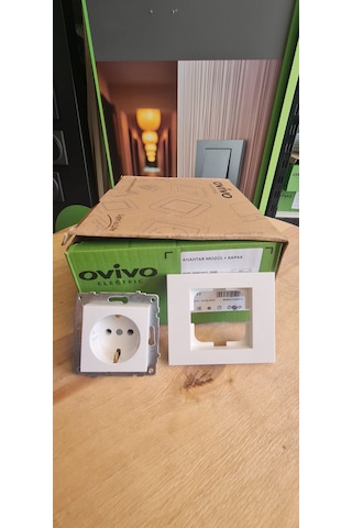 Ovivo Electric Grano Beyaz Tekli Topraklı Priz Çerçeveli