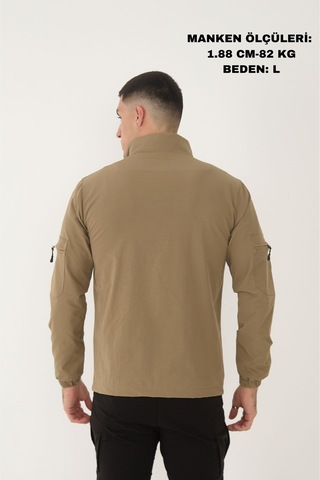 Camp Scoutland Camp490 Outdoor Tactical Çok Cepli Su İticili Erkek Mevsimlik Taktik Likralı Mont Bej Bej
