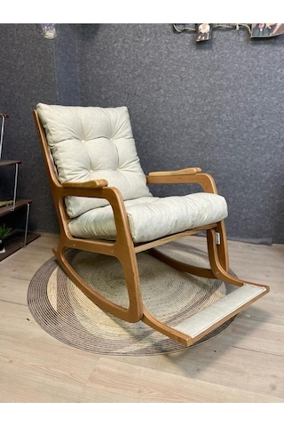 Asedia Kontes Naturel Krem Dolgu Minderli Sallanan Sandalye Dinlenme Koltuğu