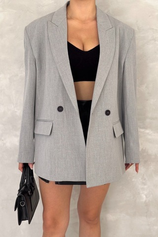 Femelle Kadın Gri Astarlı Blazer Ceket