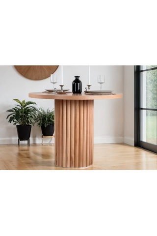 Olimpos İskandinav Natural Ahşap Masa Sandalye Takımı 100x100 Natural