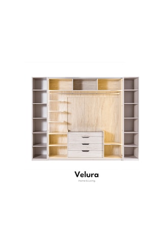 Tress 6 Kapaklı Temperli Cam Gardırop Dolap Krem