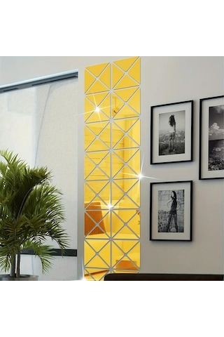 Üçgen Kesim Kare Pleksi Ayna 9x18cm 1 Set 100 Adet - Gold Gold