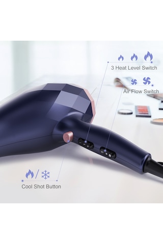 Profesyonel Saç Kurutma Makinesi Saç Kurutma Makinesi 2 Hız Ve 3 Isı Ayarı Hızlı