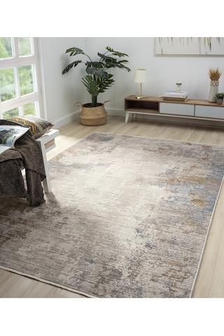 Mariesse Home Vintage Eskitme Desenli Makine Dokuma Salon Oturma Odası Halısı 10206 Mavi