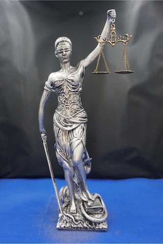 Themis Adalet Tanrıçası Heykeli 44 Cm Dekoratif Biblo, Ev & Ofis Aksesuarı Gümüş